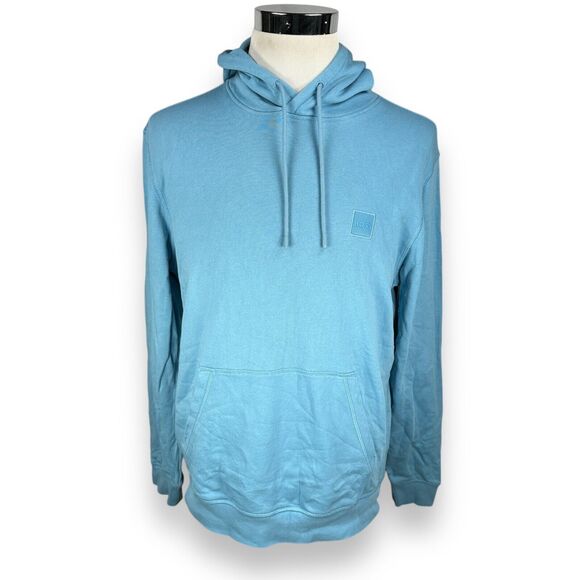 Hugo Boss Wetalk Hoodie Men’s Large Aqua Blue 100% Cotton Drawstring Pullover - Picture 1 of 12